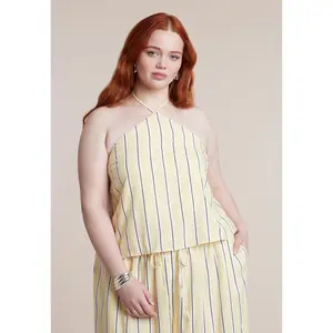ELOQUII Women's Plus Size Linen Halter Top