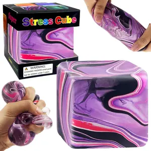 Fidget Cube Squishy Toys , Squeeze Stress Balls for Kids, Adults Squishies Anxiety Relief Maltose Ball, Ice Squishys Sugar Sensory Toy for ADHD Autism, Novel Design Colorful Fidgets Cubes (Purple)