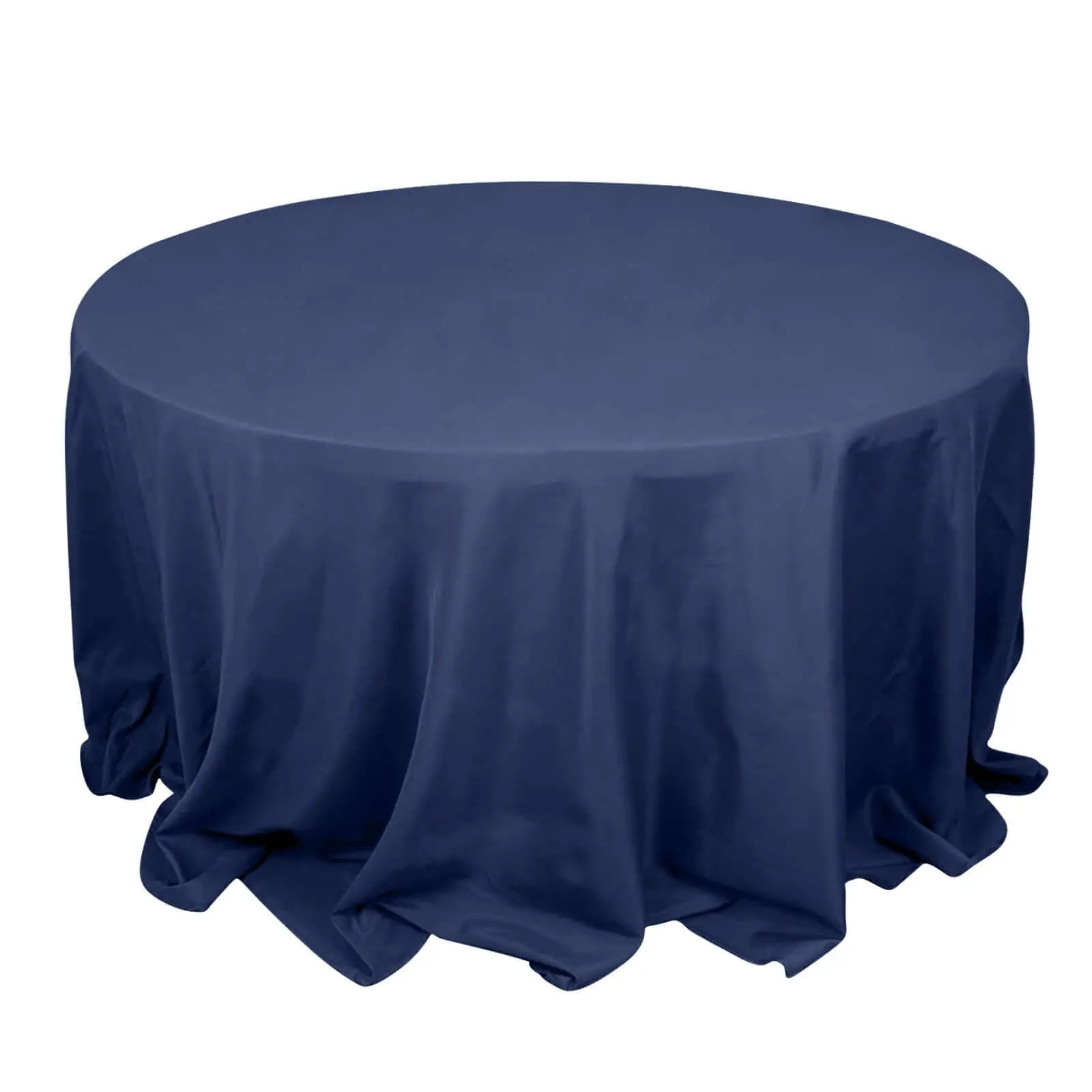 Premium Polyester 132" Round Seamless Banquet Tablecloth, Navy Blue, 220GSM Wrinkle-Resistant Outdoor Furniture Table Cover