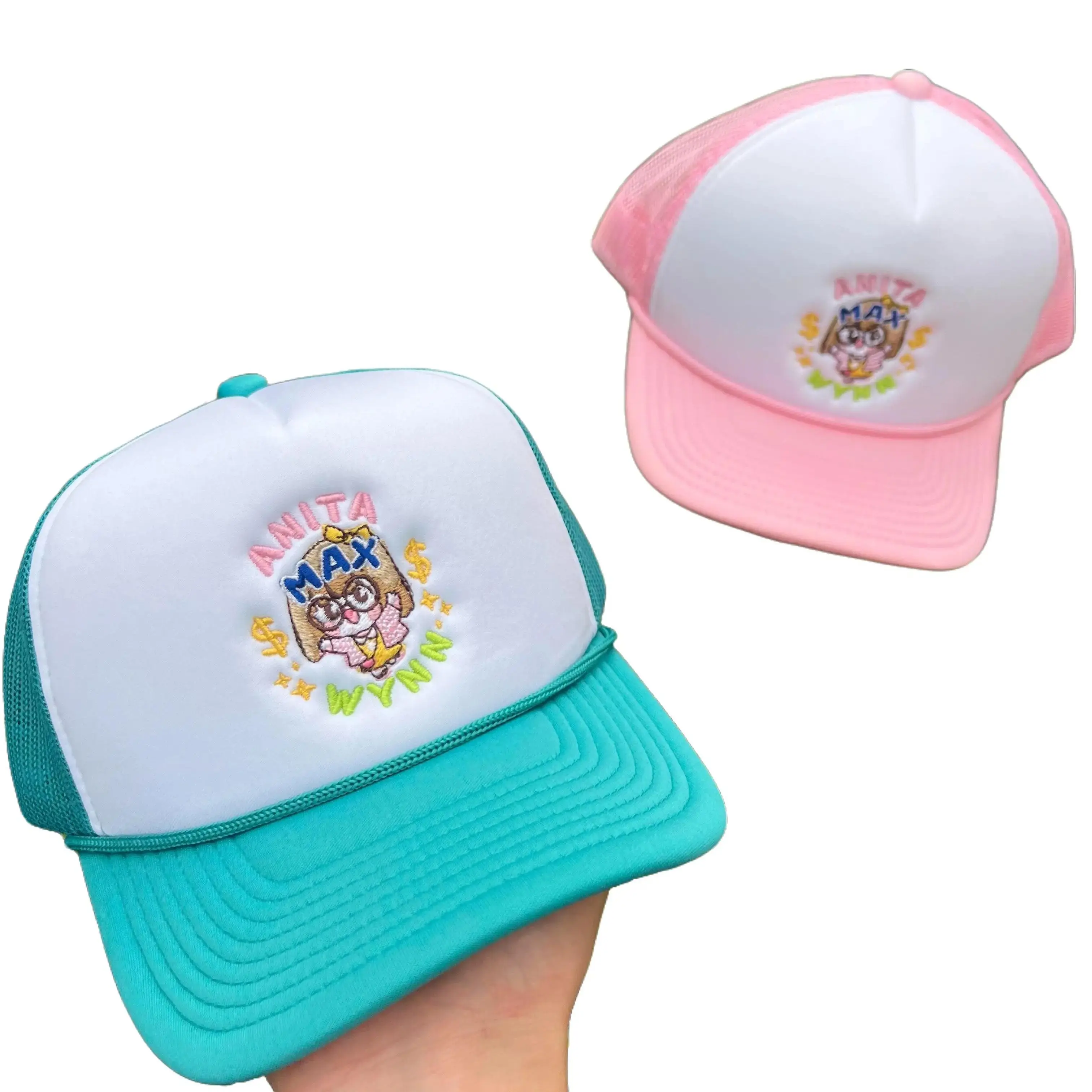 ANITA MAX WYNN Embroidered Classic Trucker Filler Hat, Authentic cap, Clean USA Embroidered