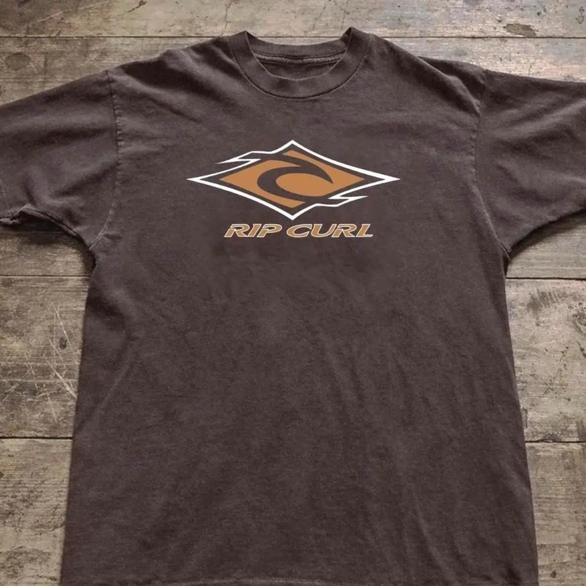 Rip Curl T-shirt Vintage Surf Brand Diamond Logo Graphic Tee, Retro Surfing Beachwear Washed Shirt, Loose Fit Unisex Top