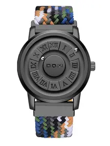 Men's Street Style Multicolor Nylon Braided Watch, Fashion Quartz Watch with Magnetic Levitation Watch, with Box, Trendy Watch for Daily Life