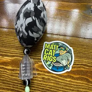 XL Matt Cat Rig Black Camo EVA Foam Egg Float with 10/0 Tournament Circle Hook