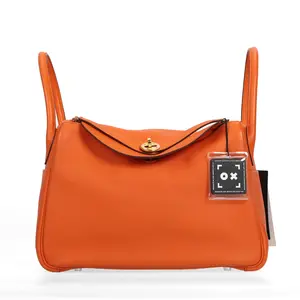 Pre-owned HERMÈS Calfskin Shoulder Bags Hermes Lindy Orange 27611513 hz