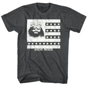 Macho Man Randy Savage America Stars & Stripes  Wrestling T-Shirt Basic Cotton Collar