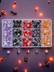 195pcs 10mm Glass Seed Beads Jewelry Making Kit, DIY Bead Set in ///, Ice Crack Decorative Beads for Bracelets/necklaces/earrings