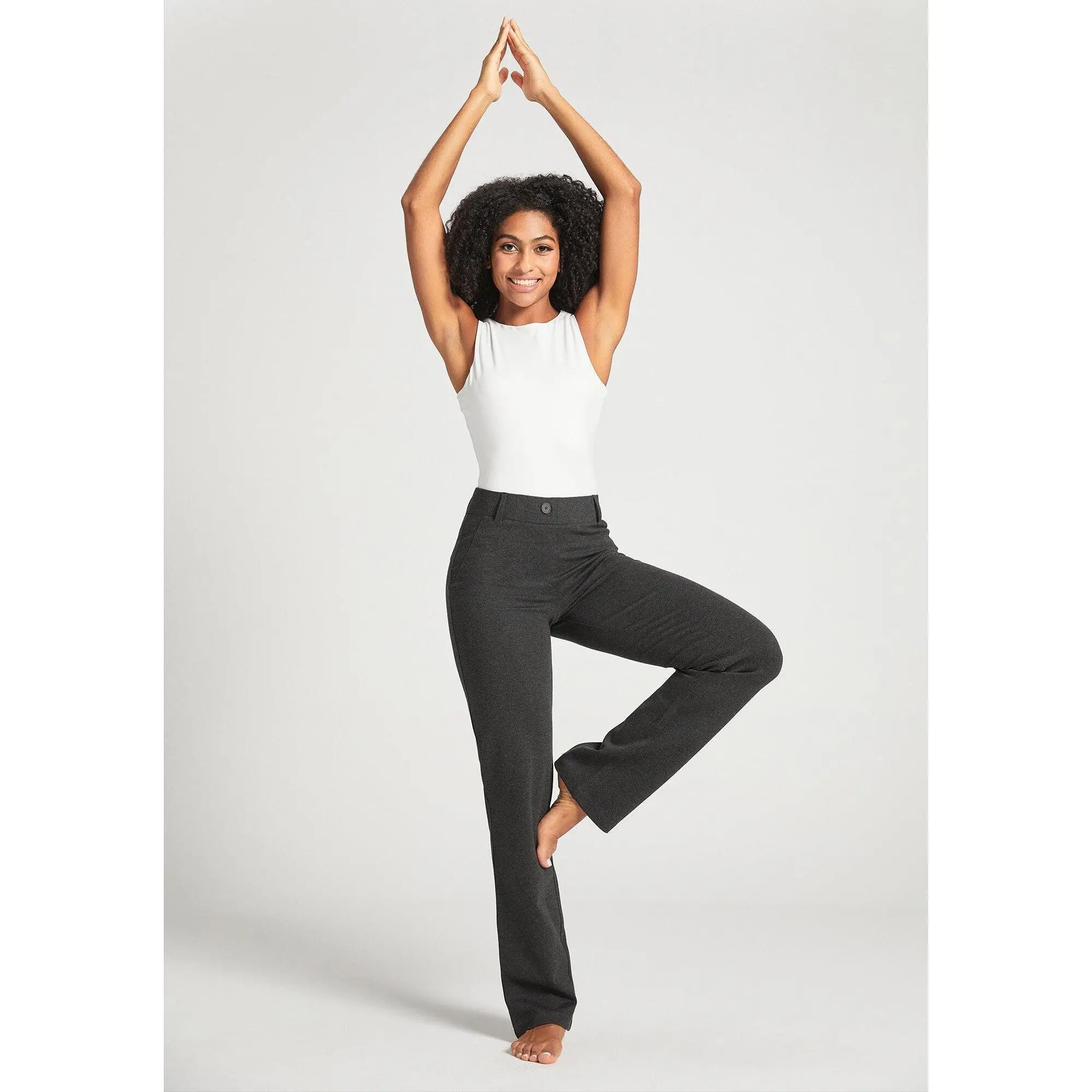 Betabrand Classic Dress Pant Yoga Pant Straight Leg, Mid Rise Waist -  Charcoal (XS-XXL Regular, Petite, Long) Wrinkle Resistant Stretch Ponte  Knit - TikTok Shop