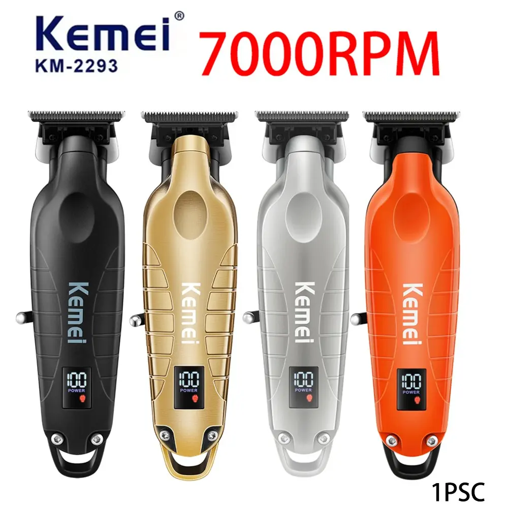 Kemei 2293 Professional Men Hair Beard Trimmer Zero Gapped Cordless Hair Clipper Barber Rechargeable Finish Hair Cutting Machine Wireless Haircut Tool
