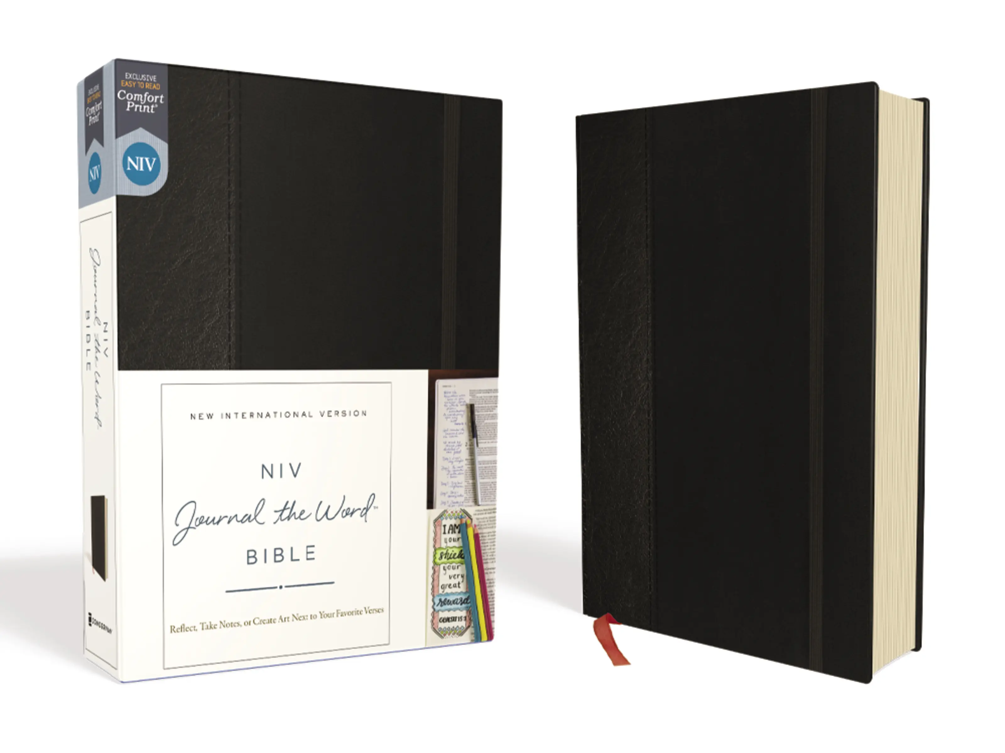 NIV, Journal the Word Bible (Perfect for Note-Taking), Hardcover, Black, Red Letter, Comfort Print: Reflect, Take Notes, or Create Art Next to Your Favorite Verses (NIV Journal the Word Bible) by Zondervan [Hardback Book]