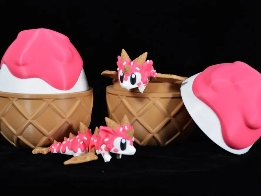 Flexible 3D Printed Sugar Rush Dragon Figurine with 1 Egg - Poseable Animal Shaped Collectible, Home Decor Statue, Perfect Gift for Dragon Enthusiasts, Collectibles, Poseable Figures