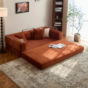 【Summer Romance】78.8" Sofa Bed Cloud CouchSuper CategoryCorduroy Upholstered Sectional Convertible Multi-Functional Floor Sofa for Living Room &Apartment Furniture