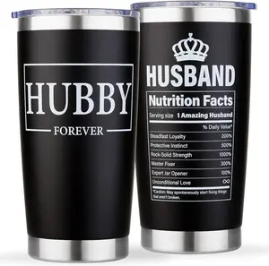 Gifts for Husband from Wife - Wedding Anniversary for Men, Birthday, Christmas, Valentines Day, Fathers Day Gift for Him, Best Husband Ever Gifts - Hubby Tumbler Cup, 20 oz Insulated Stainless Steel
