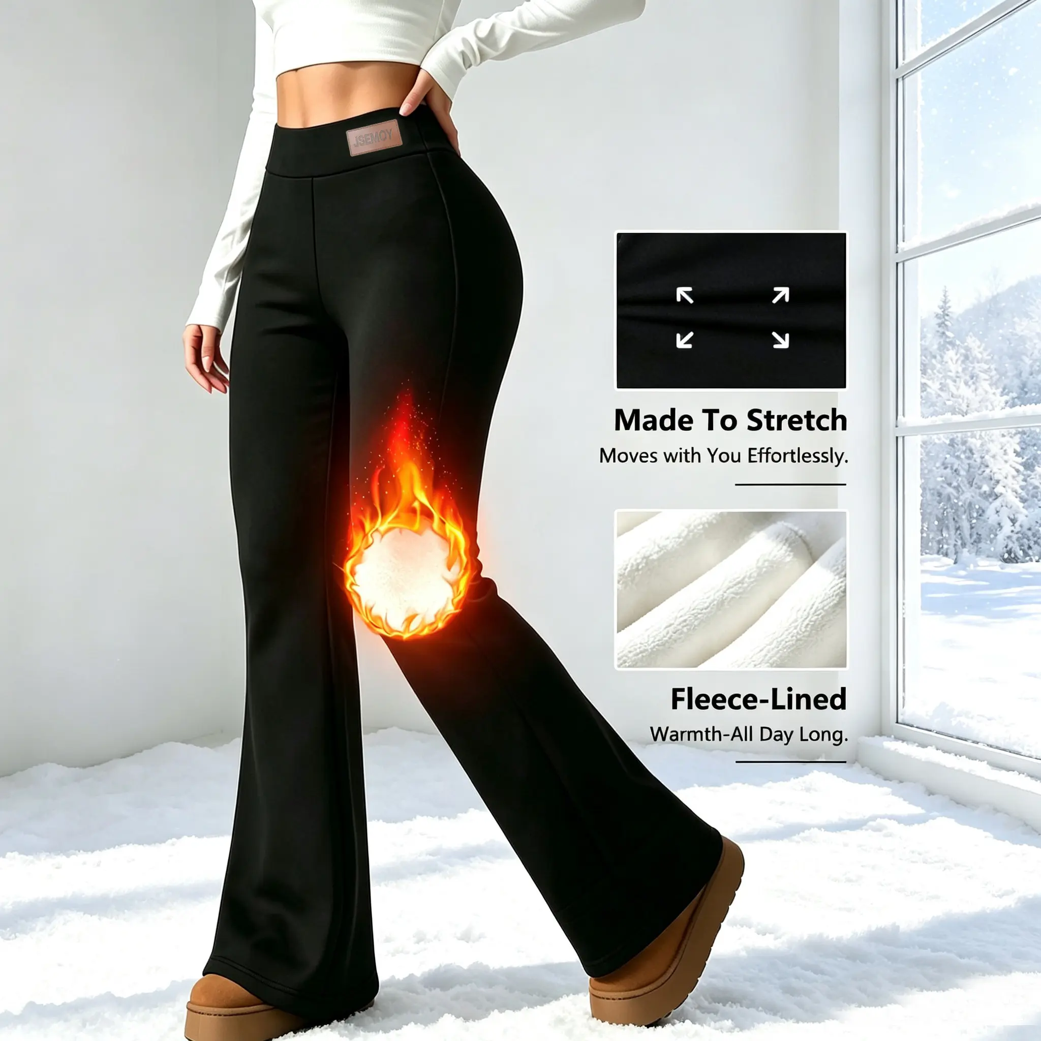 Women's Comfy Stretchy Fleece Lined Leggings - High Waisted, Elastic Waist, Slimming Warm Tummy Control & Lift, Butt Lifting, Multi-Size Sports Pants for Autumn-Winter Everyday Wear (Women's Clothes)