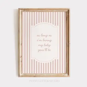 I Love You Forever Nursery Print, Pink Stripe Baby Wall Art, Grandmillennial Nursery Decor, Sentimental Quote for Baby Room | Unframed 9