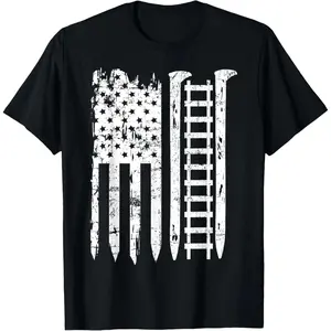100% Cotton Fashion Garment railroad spike american flag Train Gift for railway workers Funny Creative Graphic T-Shirt Tee Menswear