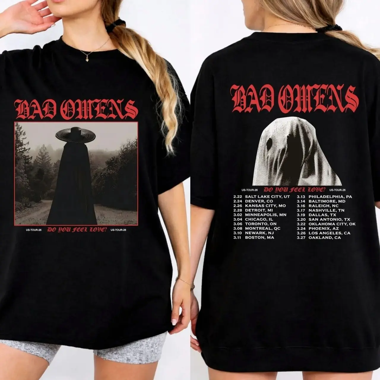 Bad Omens Do You Feel Love Tour 2026 Shirt Comfort Colors And Gildan, Gothic Rock Band Concert Tee US Tour Dates 2 Side, Unisex, Comfortable, Soft, Relaxed Fit