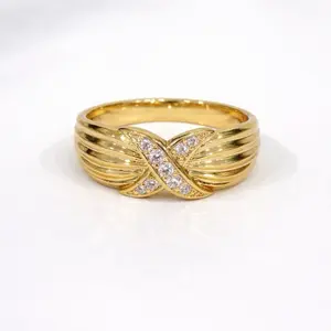 Ring X gold plated 14 k C2
