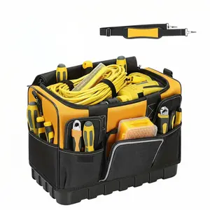 18-Inch Multi-Pocket Tool Kit with Shoulder Strap, Portable Organizer Tool Bag for Auto Repair, Woodworking, Electrician, Boosts Efficiency, Convenient Tool Pockets