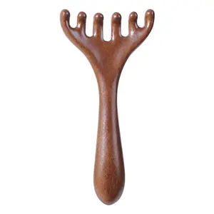 1Pc Natural Sandalwood Six-Claw Massage Comb Bionic Finger Head Scraper Face Lifting Body Care Body Massage Meridian Comb
