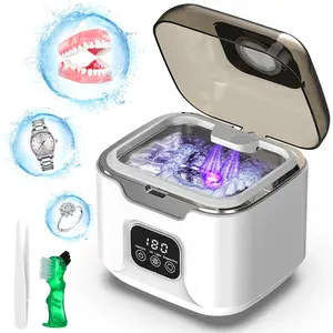 1 Unit Ultrasonic Retainer Cleaner Machine, Portable 48kHz Dental Retainer Cleaner with 240ml Capacity, Digital Mouth Guard Cleaner with Timer for Denture Aligner, Night Guard Teeth, Jewelry and Makeup Tools