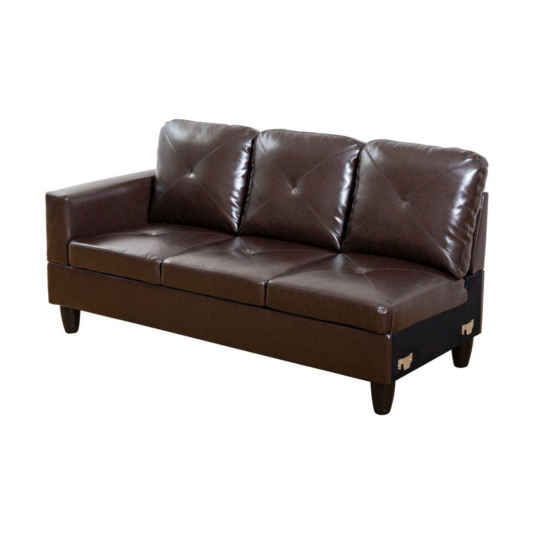 Brown Faux Leather 3-Piece Couch Living Room Sofa Set