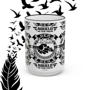 "Ser Papá Es Un Honor" Black Lettering Mug - Accent Rim, Accent Handle, Handygrip Mug, Gift for Papa, Black Lettering Mugs