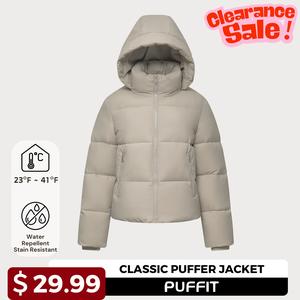 【Clearance Sale】[SIZE 2-20]PUFFIT Women's Fitted Detachable Hooded Puffer Jacket, Winter Basic Warm Coat with Removable Hood Zip Deep Pockets for Women #FallFreshness