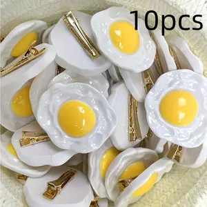 10 Resin Egg Hair Clips, Cute Cartoon Duck Mouth Hair Clips, Casual Plastic Accessories, Halloween Fun, Suitable for Teens and Adults