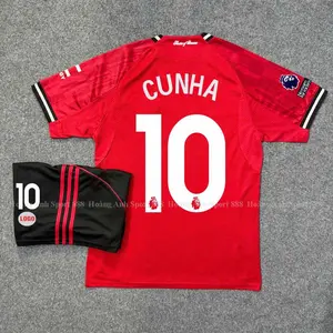 Unisex Soccer United Team Cunha no10 Champions League 2025/26 Home Stadium Jersey - Red/White/Black