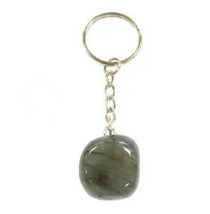 (PC)KEYCHAIN - TUMBLED STONE LABRADORITE 3-3.5"L