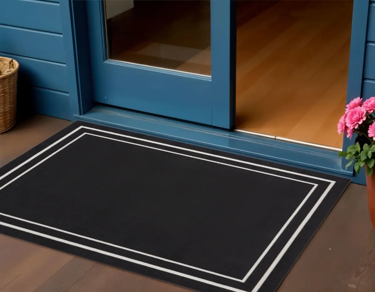 HomeRoots 545940 Rectangular Area Rugs, 3x5 ft Black-Ivory Indoor-Outdoor Rectangle Rug