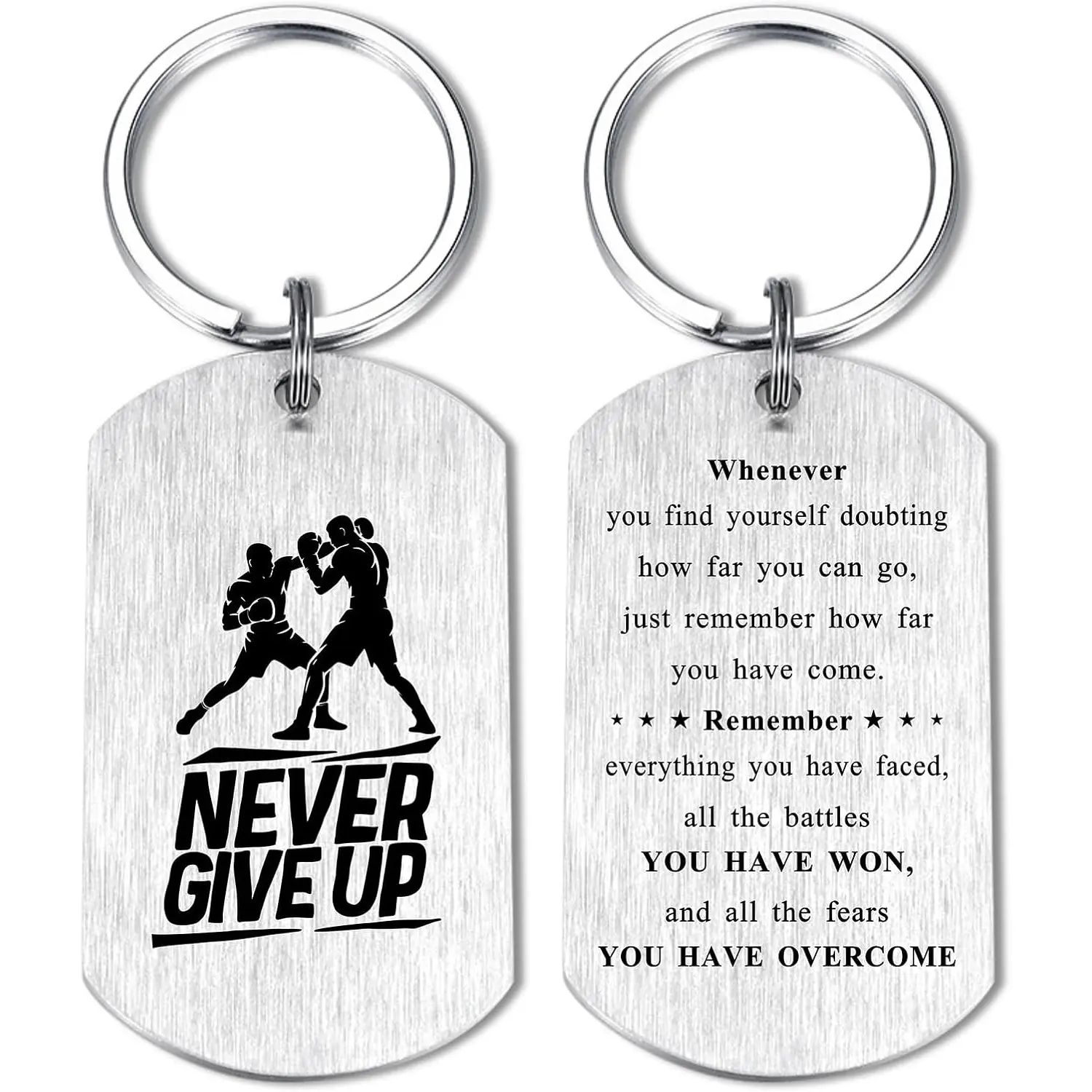 Boxing Gifts - Boxing Keychain for Teens Boys, Never Give Up Inspirational Key Chain Gift for Boxers Athletes, Fathers Day Graduation Birthday