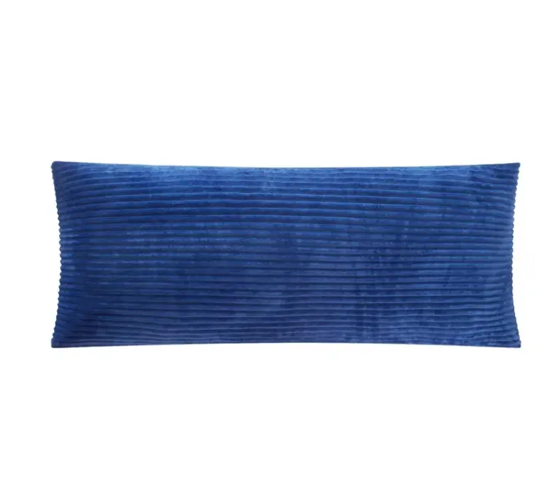 Ribbed Body Pillow 48" x 20" with Removable Cover, Blue