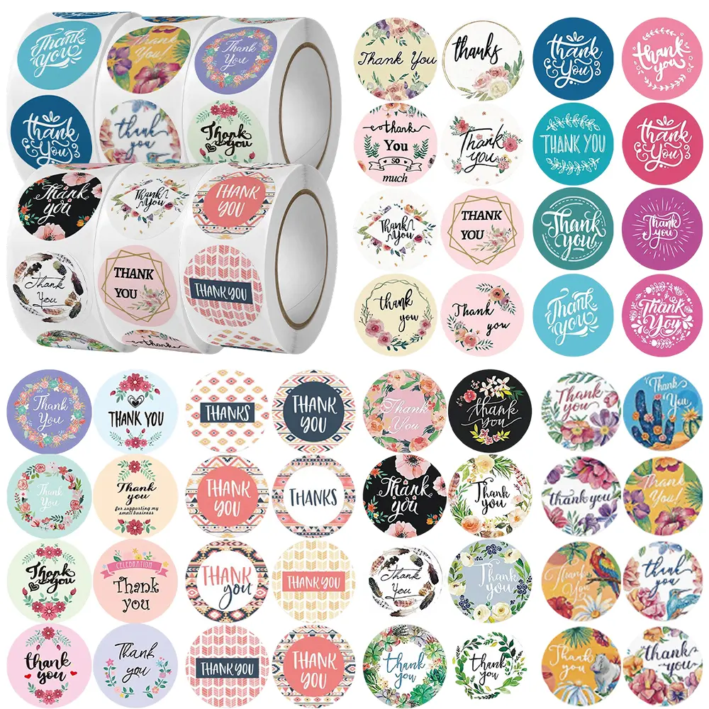 Thank You Stickers Rolls 3000 Pcs - 1 Inch Floral Designs Thank You Stickers Labels for Baking Packaging Envelope Seals Small Business Flower Stickers Tags for Wedding Birthday Party Gift Wrap Bag campingessentials