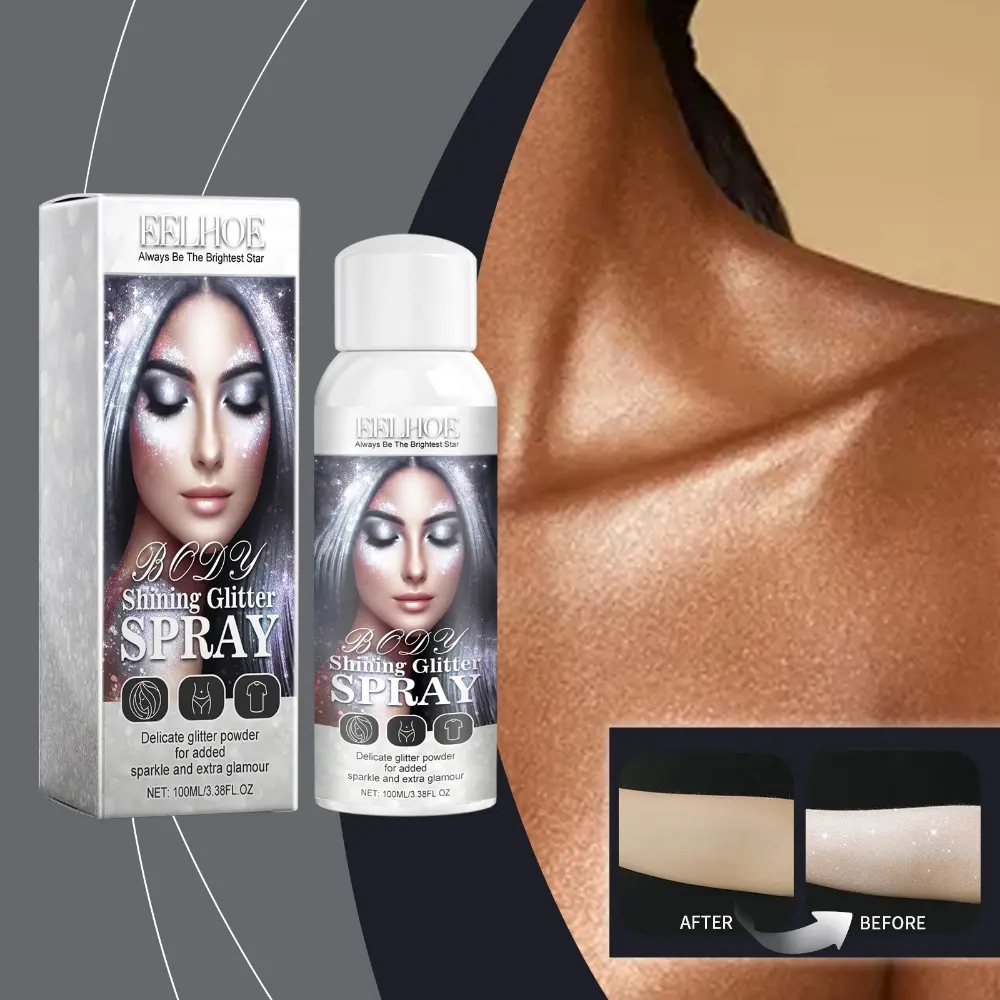 EELHOE Shining Glitter Spray for Women & Girls - Shimmering Body Makeup Brightening Shining Body Spray Cosmetic Product for Party & Christmas Gift