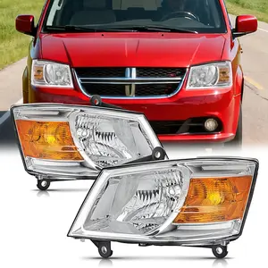 Nilight 2008 2009 2010 Dodge Grand Caravan Headlight Assembly Chrome Case Amber Reflector