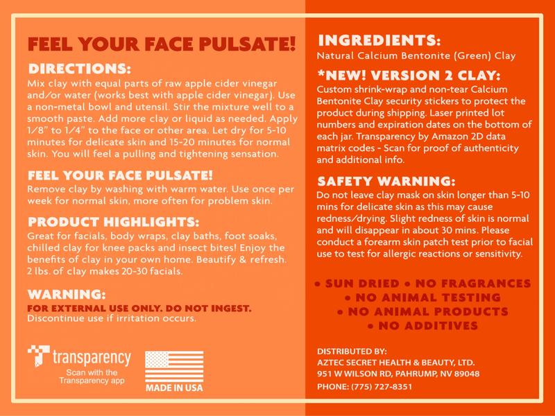 Aztec Secret Indian Healing Clay 2 lb - Nourishing Facial Haircare Mask for Unisex - Natural Calcium Bentonite Clay for Hair Growth & Body Wraps