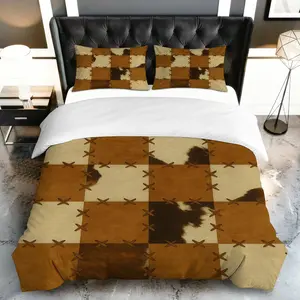 3PCS Duvet Cover Set, 1 Duvet+2 Pillowcases(Without filler), Vintage Rustic Western Country Farmhouse theme, Christmas bedding set, Cozy Warm Flannel Suitable for decoration Bedroom Living Room Guest Room Cabin.