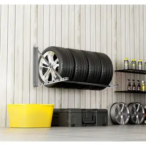VEVOR Wall Mounted Folding Tire Rack, 32 - 48 Adjustable Tire Rack, Q235 Heavy-Duty Steel Tire Storage Rack for R14-R20 inch Standard Tires, Max 300lbs Load Capacity for Garage Workshop Repair Shop