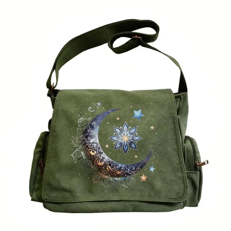 Large-capacity retro messenger bag with a shell design, featuring dazzling moon and star patterns—perfect for everyday commuting, travel, and dates—an excellent gift for friends. Women's messenger bag, women's shoulder bag