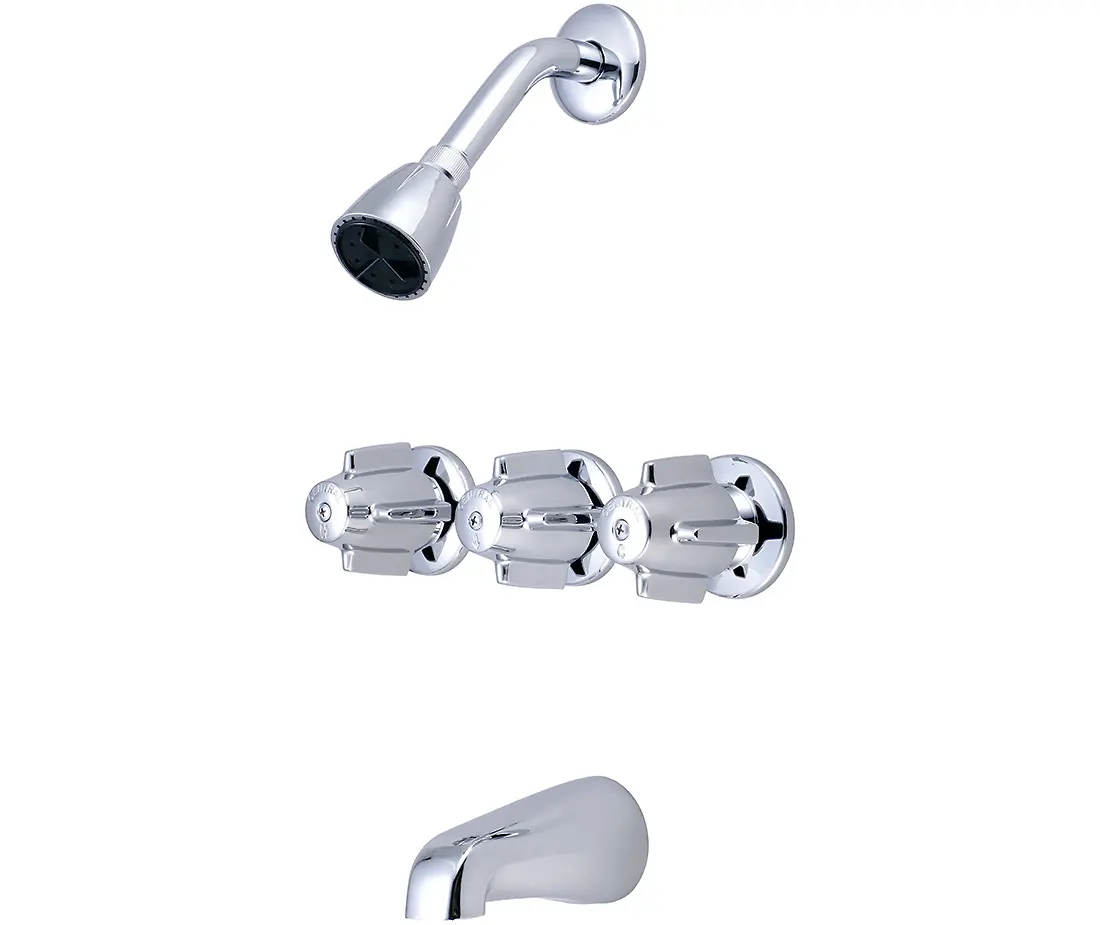 Central Brass 80968-Z Three Handle Tub & Shower Set - Polished Chrome