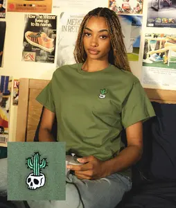 Cactus Skull Embroidered Womens Tee