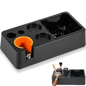 Coffee Tamping Station with Knock Box, 8 In 1 Organizer for Tamper, Portafilter Holder, cleaning kits and Puck Screen Accessories, Fit for 51/53/58MM Espresso Portafilter, Tamper and Distributor
