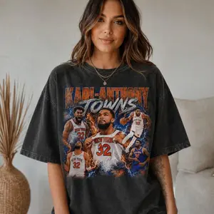 Karl-Anthony Towns Shirt, Vintage Basketball Graphic Tee, Basketball Star Fan Gift, Retro Bootleg Style Sports T-Shirt Unisex