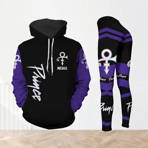 Custom Prince Purple Hoodie And Leggings, Purple Rain Hoodie, Prince Singer Hoodie, Women Leggings, Yoga Pants, Music Gift For Fans