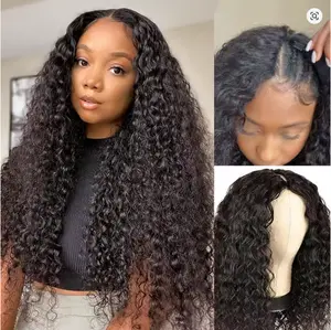 180% V Part Wig Human Hair No Leave Out Full Machine Made Water wave Human Hair Wigs For Women