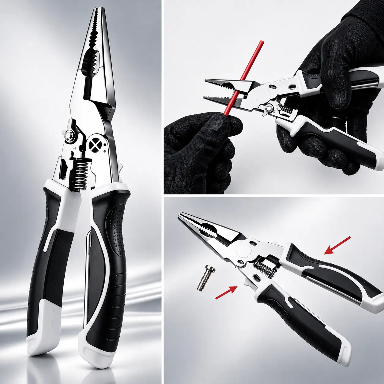 Heavy Duty Electrician 3-in-1 Tool, Wire Cutter-Stripper-Crimping Tool for Home Repair & Electrical Work