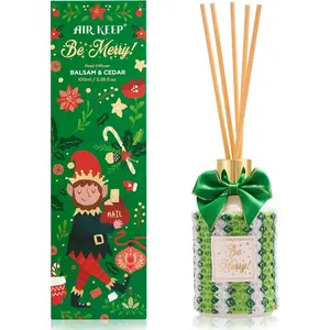 Reed Diffuser Set 3.38 fl oz, Balsam & Cedar Scented Diffuser with Sticks, Home Fragrance Christmas Decor & Gift Set for Living Room, Bedroom, or Office