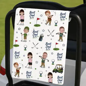 Personalized Golf Towel,Dad Gift,Golf Dad Gift,Custom Photo Dad Gift from Kids, Father's Day Golfing Keepsake