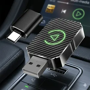 2-in-1 Wireless CarPlay Adapter for iPhone and Android Auto - USB-C/USB for Factory Wired Cars
